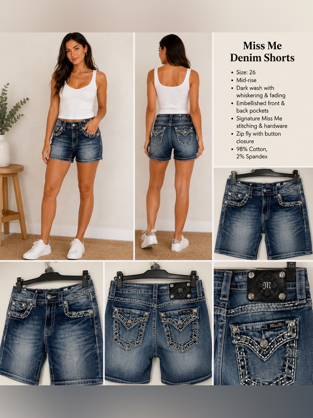 Miss Me Boyfriend Denim Shorts Size 26